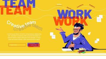 Vector landing page of teamwork, creative team