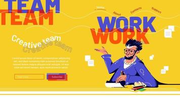 Vector landing page of teamwork, creative team