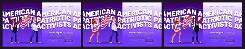 Human rights cartoon landing pages, demonstration vector