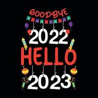 adiós 2022 hola 2023 - diseño vectorial tipográfico del festival de año nuevo vector