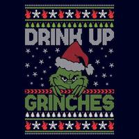 Drink up grinches - Ugly Christmas sweater designs - vector Graphic