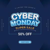 Cyber monday banner sale social media post template design business promotion vector