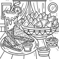 Cinco de Mayo Quesadilla Nachos Coloring Page vector