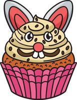 conejito de pascua cupcake dibujos animados color clipart vector