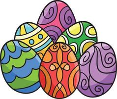 Six Easter Eggs Cartoon Colored Clipart vector