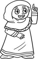 ramadán musulmán niña aislada página para colorear vector