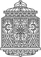 Ramadan Lantern Mandala Isolated Coloring Page vector