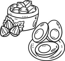 Ramadan Dried Date Isolated Coloring Page for Kids vector