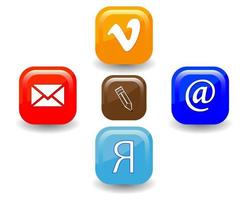 flat buttons of different colors and symbols on a white background vector