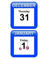 calendar with numbers December 31 January 1 New Year vector