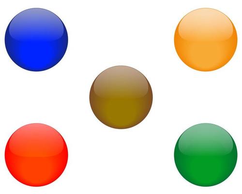 balls of different colors on a white background