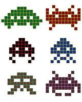 diferentes formas de píxeles de diferentes colores vector