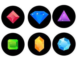 various precious stones of different colors in the black community vector