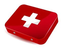 kit for storing medicines with red cross vector