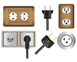 different sockets and plugs for connection of electricity vector