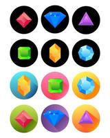 various precious stones in black and multi-colored circles vector