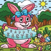 Happy Easter Bunny Colored Cartoon Illustration vector