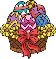 canasta de huevos de pascua cartoon color clipart vector