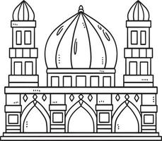 Ramadan Mosque Isolated Coloring Page for Kids vector