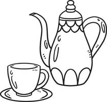 Ramadan Tea Set Isolated Coloring Page for Kids vector