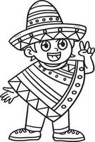 Cinco de Mayo Happy Mexican Boy Isolated Coloring vector