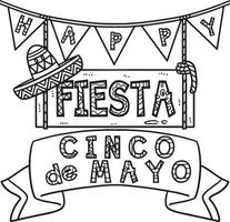 Cinco de Mayo Fiesta Isolated Coloring Page vector