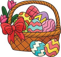 Easter Eggs Basket Cartoon Colored Clipart vector