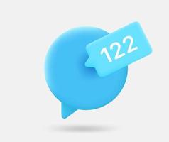 Speech cloud with new messages counter. 3d vector isolated illustration