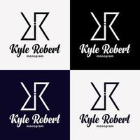 Letter K KK RK Monogram Alphabet Modern Style Elegant Luxury Icon Symbol Brand Identity Logo Design Vector