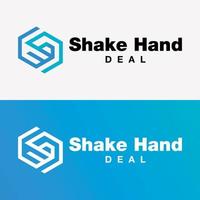 Set Hexagon Geometric Style Hand Shake Icon Symbol Elegant Deal Approve Identity Business Logo Template vector