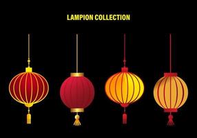 Collection of chinese lantern elements vector. Modern chinese lampion vector