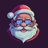 ilustración para navidad logotipo de santa claus mascota de dibujos animados feliz navidad y feliz año nuevo tarjeta de felicitación vector