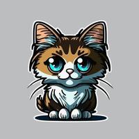 Cute Smiling Cat Face illustration Logo, Kitten Portrait Head Shot Cartoon Mascot
