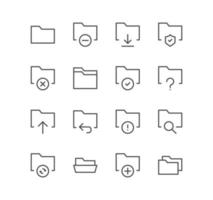 conjunto de iconos relacionados con archivos y carpetas, repositorio, sincronización, carpeta de red y vectores de variedad lineal.