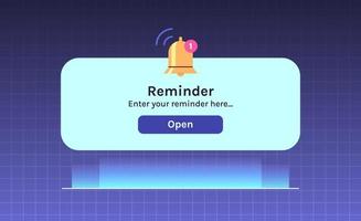 recordatorio, página de notificación con elementos flotantes y planificación empresarial, eventos, ilustración de vector plano de horario.