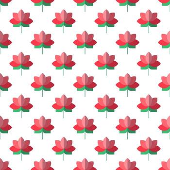 Vibrant vector seamless pattern of cartoon red flat lotus for web sites, printing and wrapping