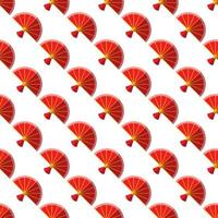 Vivid seamless vector pattern of for red flat fan postcards, placards, printing, wrapping. Chinese New Year concept