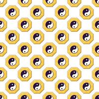 Colorful vector seamless pattern of cartoon yin yang. Perfect for printing on various surfaces such as papers, fabric, wood etc. Chinese New year concept