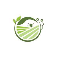 logotipo de agricultura de granja de tecnología vector