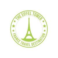 sello de goma de destino de viaje de torre eiffel vector
