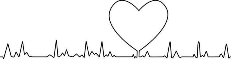 Heart and pulse trace with heart shape vector