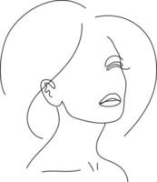 Line art trendy portrait of beautiful woman vector