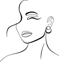 moda, lineart, retrato, de, joven, mujer hermosa vector