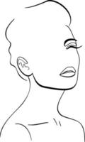 moda, lineart, retrato, de, joven, mujer hermosa vector