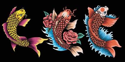 Koi fish illustration set in detailed style vector