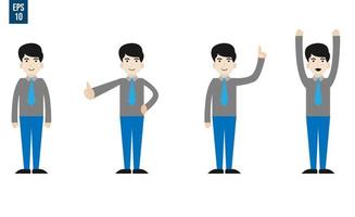 Business man poses template. Flat character design illustration. Eps 10 vector