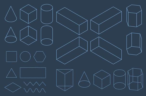 Basic shape lines of 3d. Abstract geometric background. Memphis element illustration template. For banner, flyer, cover, poster, book, artwall, printed. Eps 10