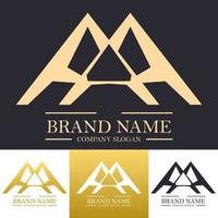 Simple Abstract triple letter AAA logo design illustration with nature mountains concept in gold color vector