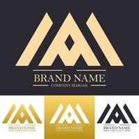 Simple abstract letter A or V logo design illustration with shield concept in gold color and big shapes style vector