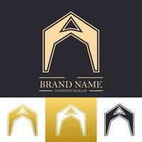 Simple A or FF logo in gold color vector